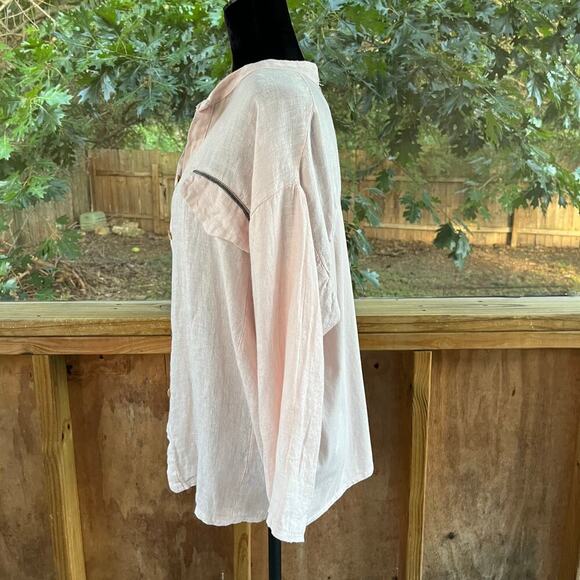 New Collection Women's 100% Linen Light Pink Jacket Size L - Picture 3 of 9